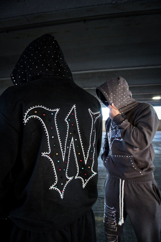 WRLDSURS CRYSTAL HOODIE BLACK