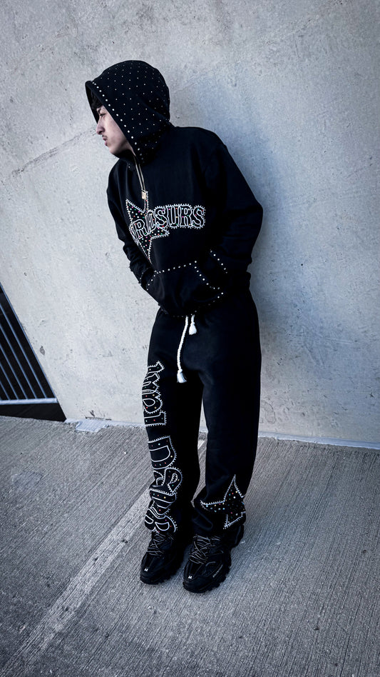 WRLDSURS CRYSTAL SWEATS BLACK