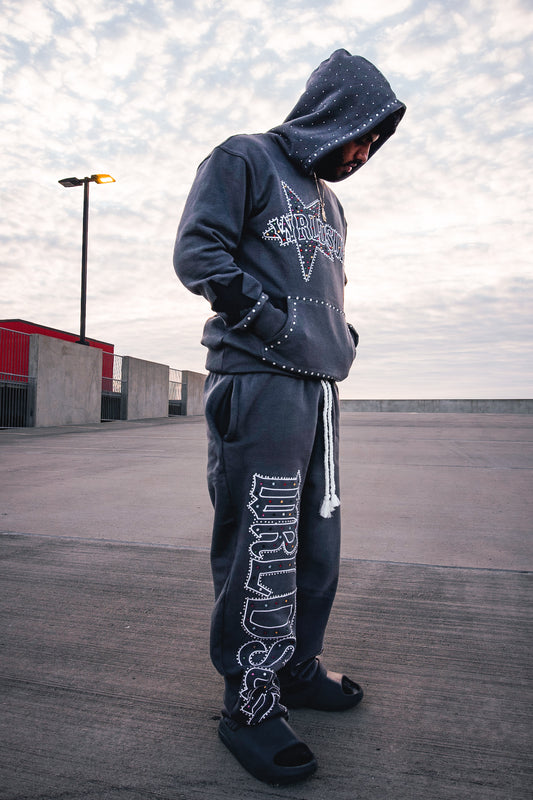 WRLDSURS CRYSTAL HOODIE GREY