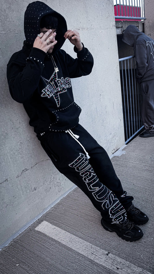 WRLDSURS CRYSTAL SWEATS BLACK